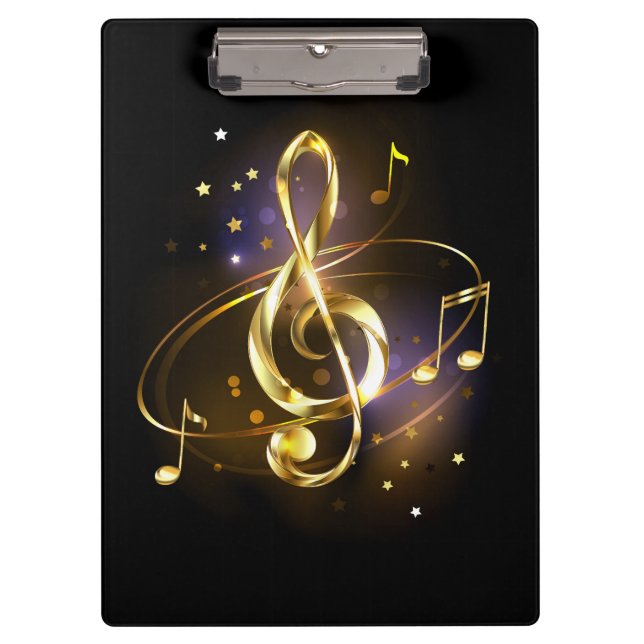 Carpeta De Pinza Música de Clef de Triplete de Oro (Anverso)