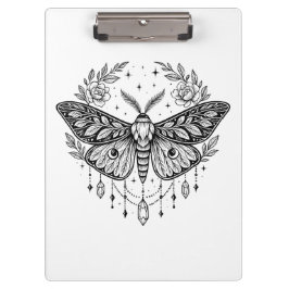 Carpeta De Pinza Mystical Gothic Moth Botanical Celestial Line Art
