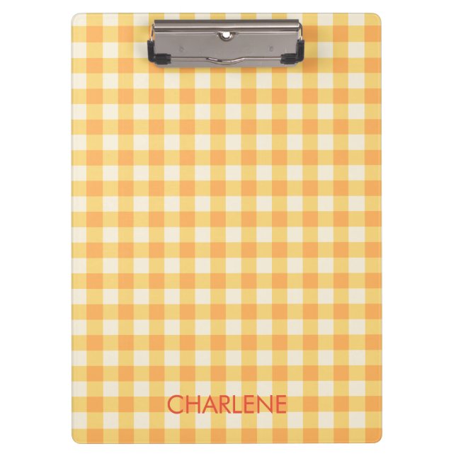 Carpeta De Pinza Naranja amarillo Ish Preppy Gingham Plaid (Anverso)