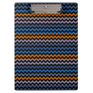 Carpeta De Pinza Naranja Azul Negro Chevron Zigzag