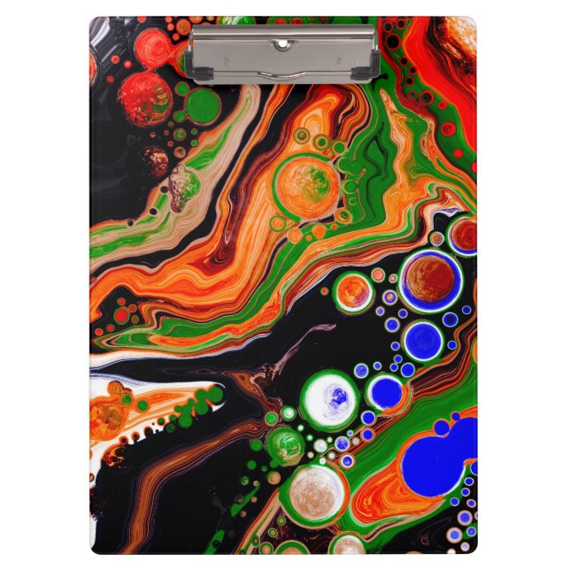 Carpeta De Pinza Naranja, azul, verde, negro, arte de fluido digita (Anverso)