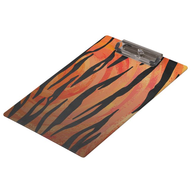 Carpeta De Pinza Naranja caliente tigre e impresión en negro (Angular)