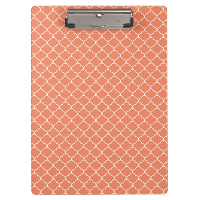 Carpeta De Pinza Naranja de coral, Salmón, Quatrefoil marroquí (Anverso)