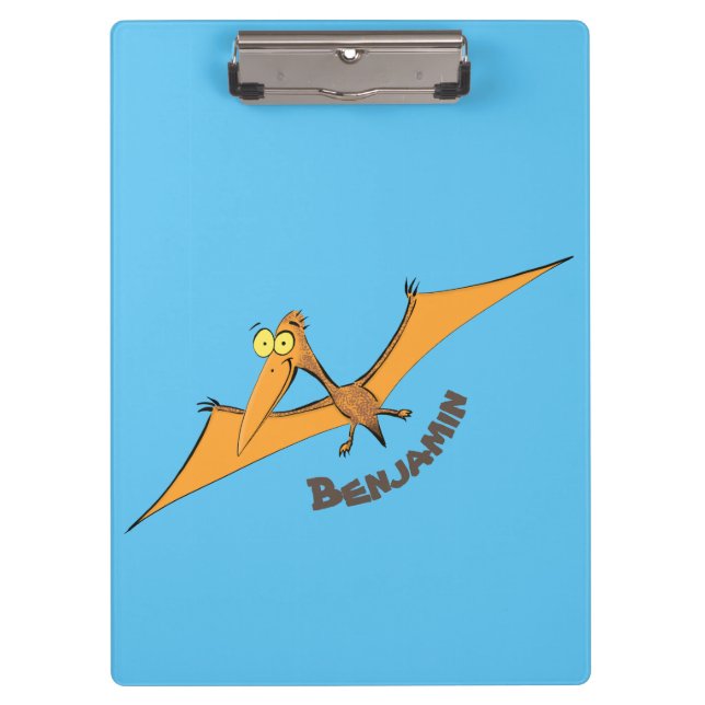 Carpeta De Pinza Naranja lindo y gracioso personalizado pterodáctil (Anverso)
