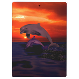 Carpeta De Pinza Naranja oceánica de delfines saltando náuticos