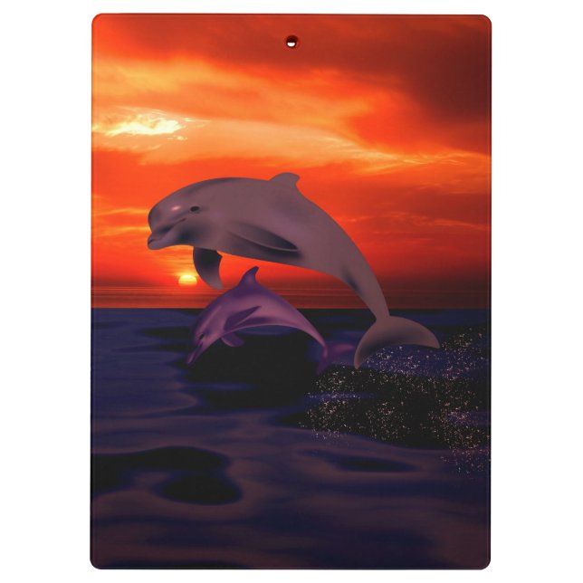 Carpeta De Pinza Naranja oceánica de delfines saltando náuticos (Reverso)