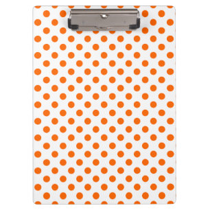 Carpeta De Pinza Naranja personalizable sobre lunares blancos