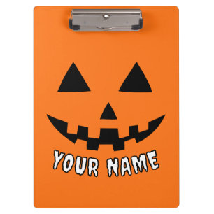 Carpeta De Pinza Naranja personalizado Calabaza Halloween su nombre