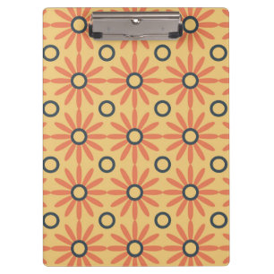 Carpeta De Pinza Naranja retro y patrón de floral de corte negro ab