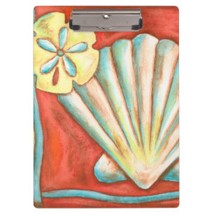 Carpeta De Pinza Naranja Rústico Seashells