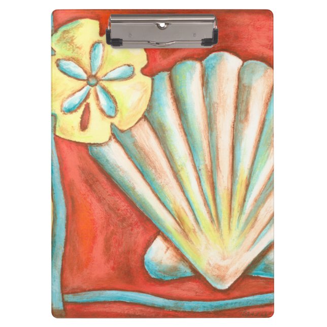 Carpeta De Pinza Naranja Rústico Seashells (Anverso)