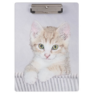 Carpeta De Pinza Naranja Tabby Kitten Pintura - Arte Gato Original
