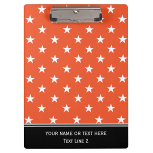 Carpeta De Pinza Naranja Tangerine Tango y estrellas blancas de mod