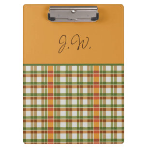 Carpeta De Pinza Naranja y Green Gingham