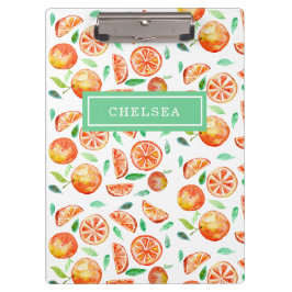 Carpeta De Pinza Naranjas Cítricas de Acuarela con Monograma Person