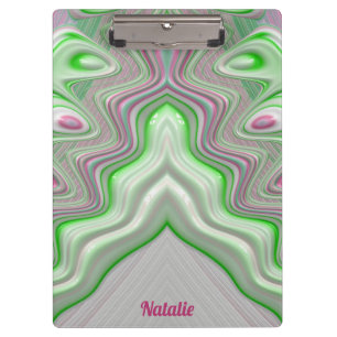 Carpeta De Pinza NATALIE ~ PASTEL 3D! Rosa, Verde y Blanco BRILLANT