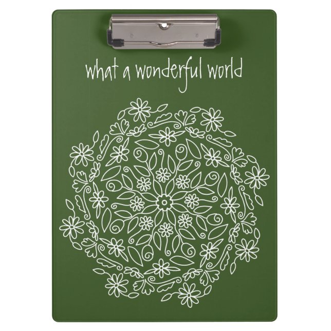 Carpeta De Pinza Naturaleza verde Floral Mandala Art Doodle Flowers (Anverso)