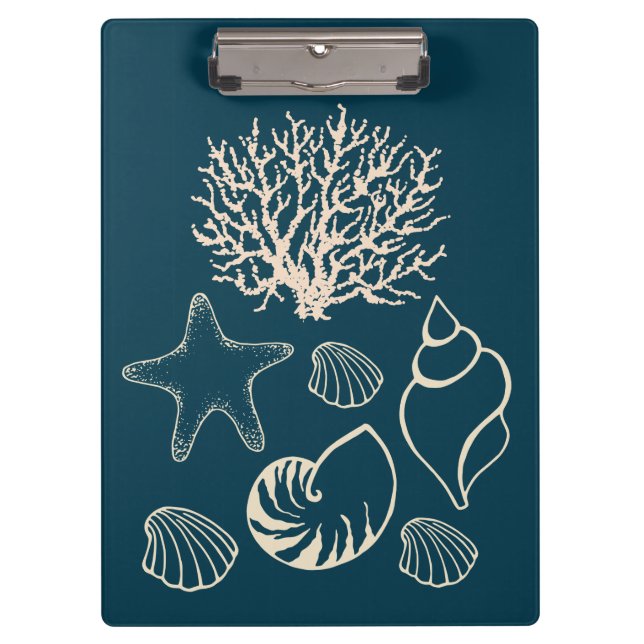 Carpeta De Pinza Nautical Seashell Clipboard  (Anverso)