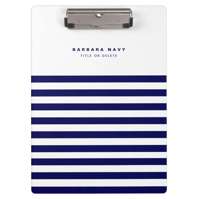 Carpeta De Pinza Nautical Stripe Navy Blue Trendy Stylish 9 Stripes (Anverso)