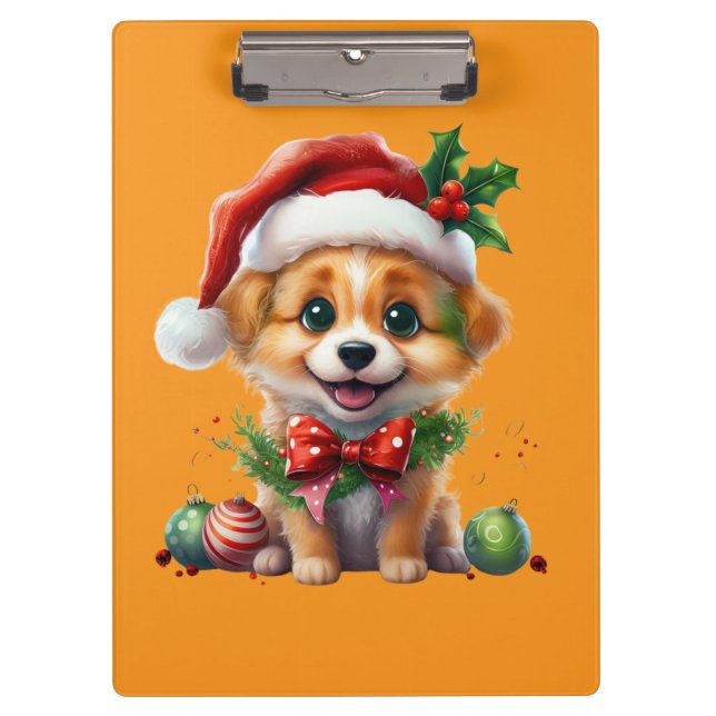 Carpeta De Pinza Navidades cortos con Santa Hat y Bow (Anverso)