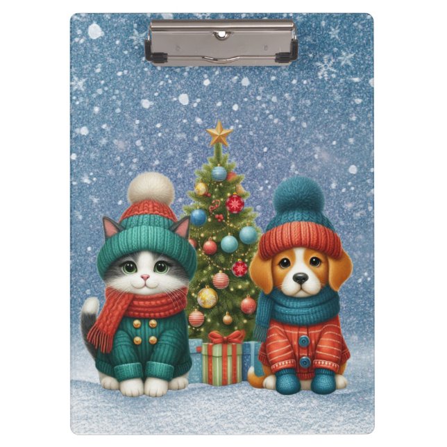 Carpeta De Pinza Navidades de cachorro y gatito (Anverso)
