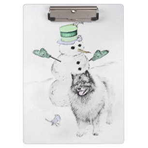 Carpeta De Pinza Navidades de Keeshond Snowman pinta arte de perro