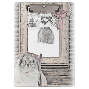 Carpeta De Pinza Navidades de Keeshond Ventana de Invierno Pintura