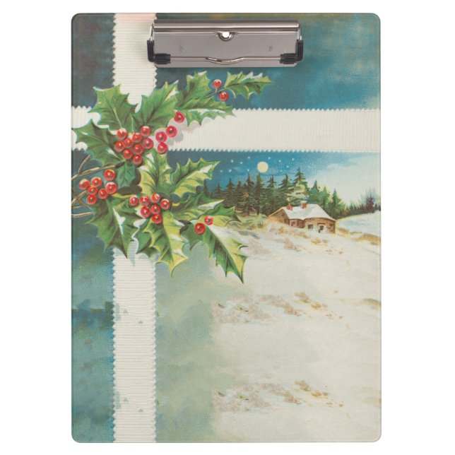 Carpeta De Pinza Navidades de la escena Holly Snow Winter (Anverso)