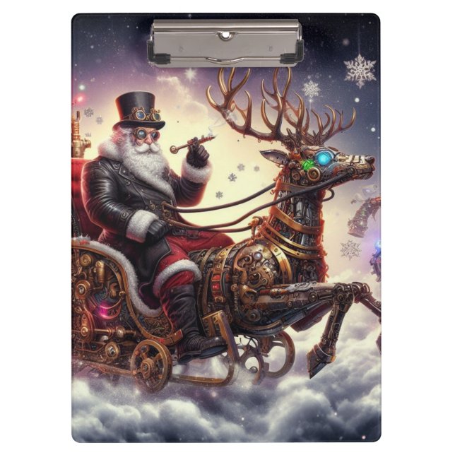Carpeta De Pinza Navidades de steampunk de Santa/Reindeer/invierno (Anverso)
