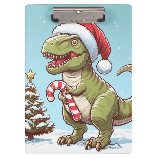 Carpeta De Pinza Navidades dulces de caña de caramelo dinosaurio (Anverso)