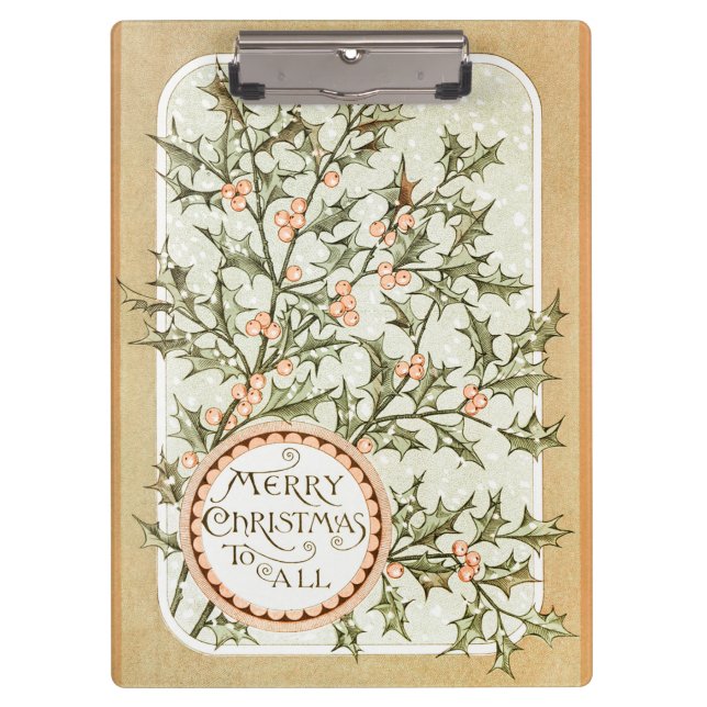 Carpeta De Pinza Navidades Holly Bonito saludo antiguo (Anverso)