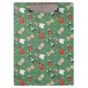 Carpeta De Pinza Navidades Patrón de perros Rojo Verde