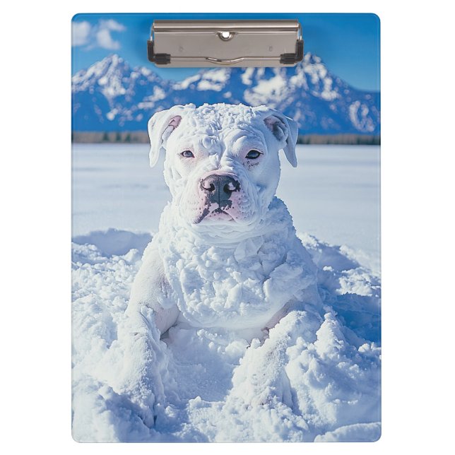 Carpeta De Pinza Navidades Pitbull Dog Snowman (Anverso)