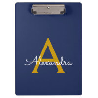 Navy Blue Gold Modern Script Girly Monograma Nombr