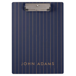 Carpeta De Pinza Navy Blue Gold Stripe Personalized Classic