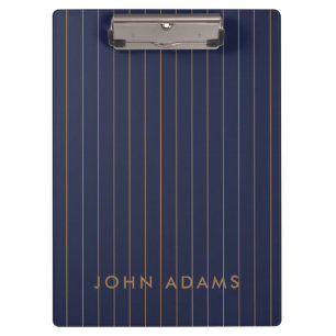 Carpeta De Pinza Navy Blue Gold Stripe Personalized Classic