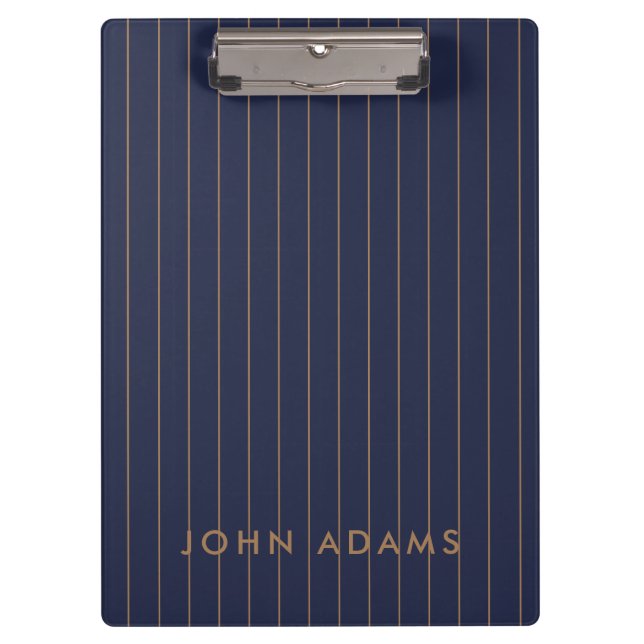 Carpeta De Pinza Navy Blue Gold Stripe Personalized Classic (Anverso)