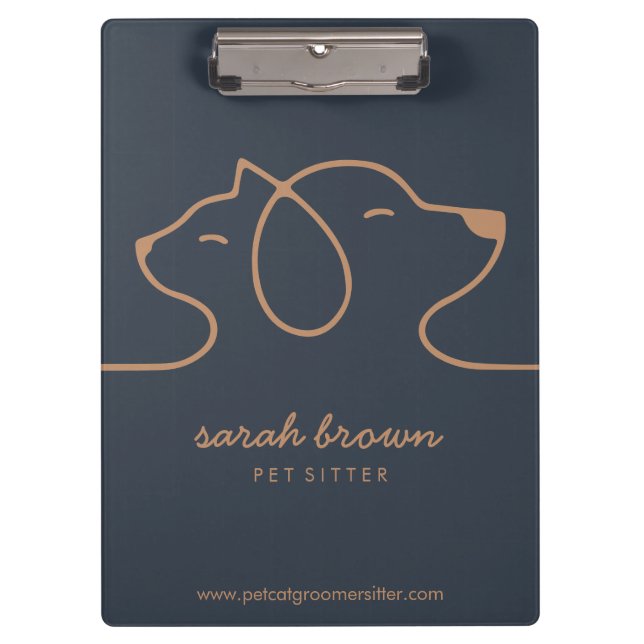 Carpeta De Pinza Navy Brown Dog Cat Pet Sitter Animal (Anverso)