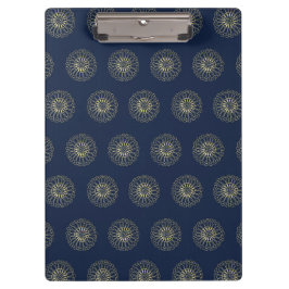 Carpeta De Pinza Navy | Golden Zinnia Flower Medallions