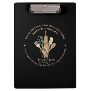 Carpeta De Pinza Negocio de Catering Panadería Rústico Negro Boho
