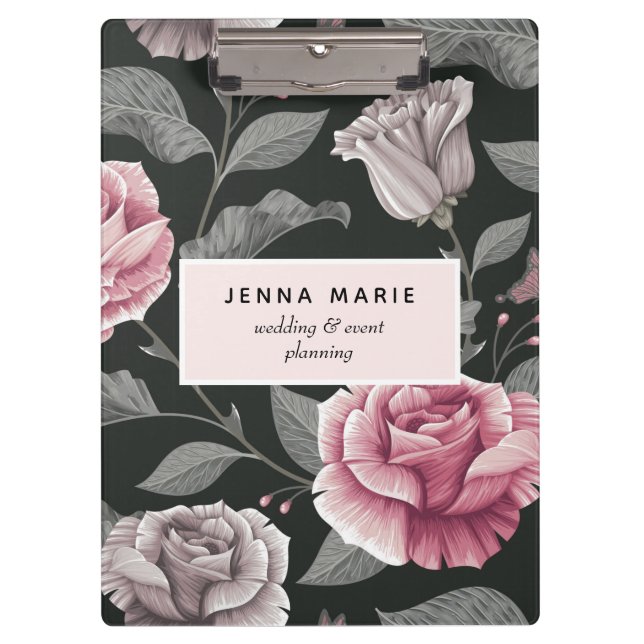 Carpeta De Pinza Negra empresa floral vintage (Anverso)