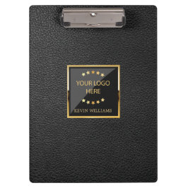 Carpeta De Pinza Negra Logotipo de piel de imitación Negra Negocio 