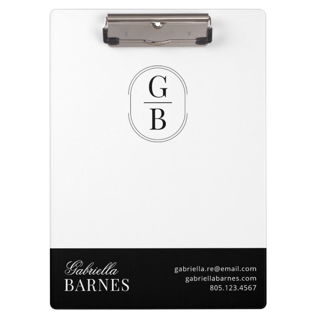 Carpeta De Pinza Negrita Minimalista moderna en blanco y negro (Anverso)