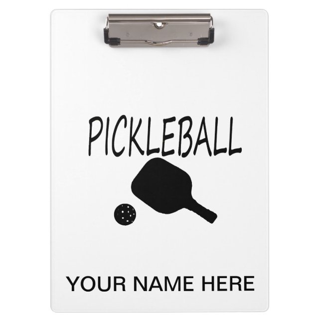 Carpeta De Pinza negro de la paleta y de la bola del pickleball w (Anverso)