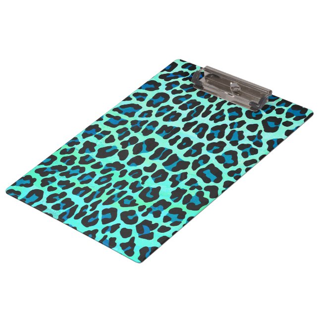 Carpeta De Pinza Negro del leopardo e impresión verde azulada (Angular)