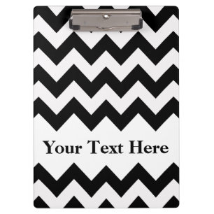 Carpeta De Pinza Negro negrita Chevron con texto de personalizable