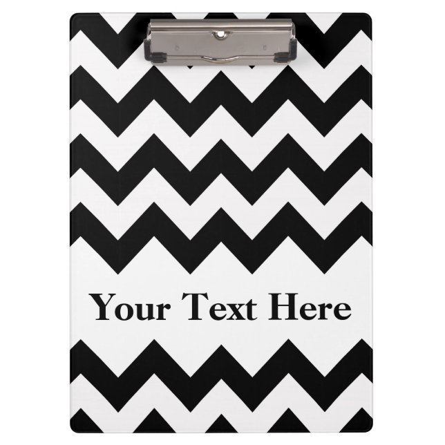 Carpeta De Pinza Negro negrita Chevron con texto de personalizable (Anverso)