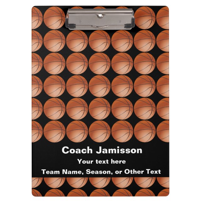 Carpeta De Pinza Negro, Patrón de Baloncesto, Gracias entrenador (Anverso)