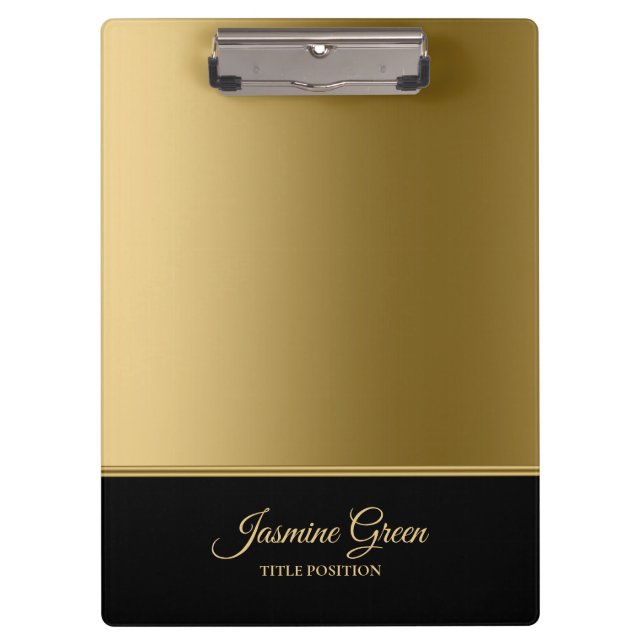 Carpeta De Pinza Negro Y Dorado Elegante (Anverso)