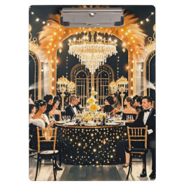 Carpeta De Pinza Negro y dorado, Lujo rico, Estilo Moulin rouge